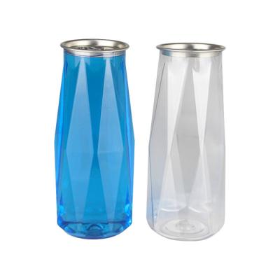 Plastic Beverage Juice Milk Soft Drink Cans 500ml With Aluminum Easy Open Ends