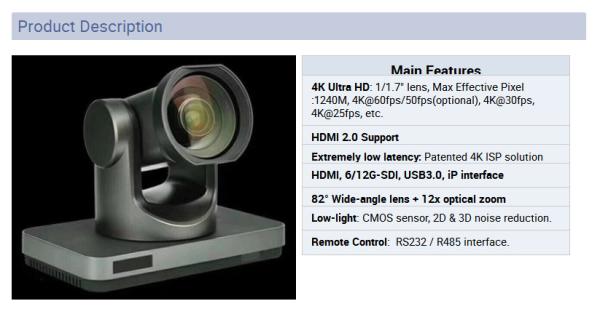 12x optical zoom 4k Ultra hd webcam for video conferencing or USB video camera
