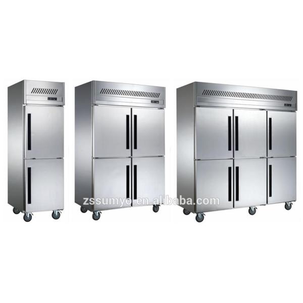 Enfriador vertical de cocina comercial de 4 puertas Acero inoxidable 201/304 Equipamiento de refrigeración para enfriamiento de carne Control climático