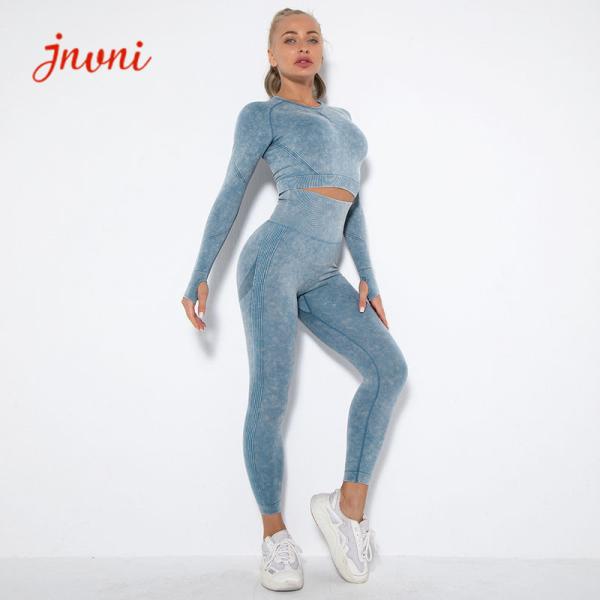o Activewear das mulheres 290gsm ajusta mulheres que o Gym veste a cópia sem emenda da tintura do laço