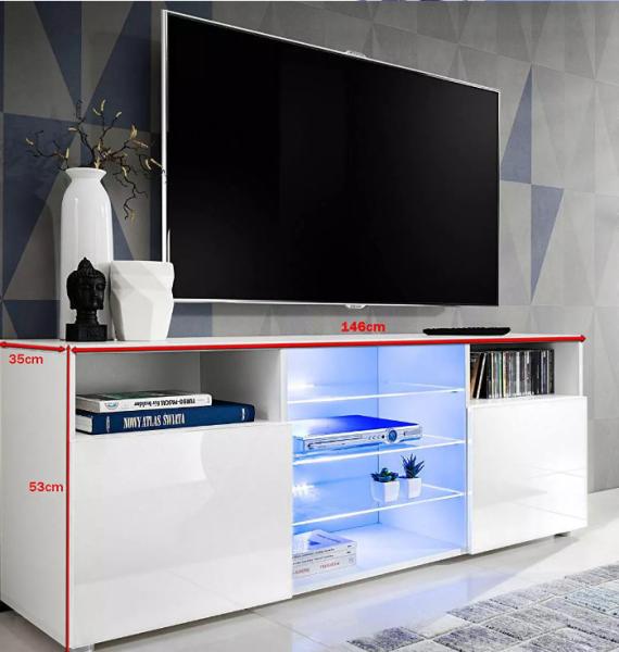 TV stand Cabinet and open storage options Chipboard with melamine finish Oak and White