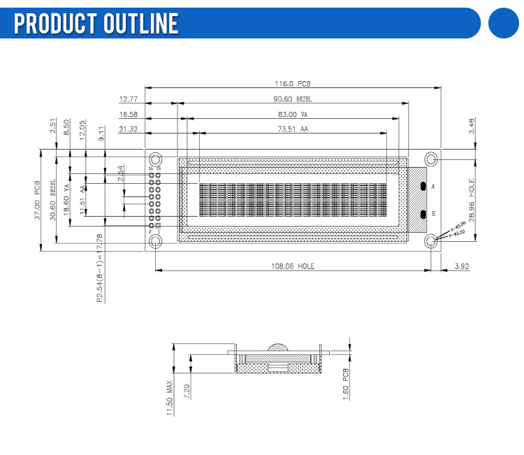 Blue Film White Letters 2002A High Brightness LCD Screen Audio Amplifier Display Screen Factory Outlet