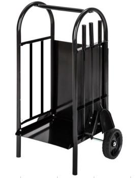 Firewood Rack with 4 Fireplace Tools Fireplace Log Holder for Indoor and Outdoor Use Iron Log Holder Storage Set Black