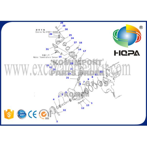 6136-62-1100 6136-62-1200 Water Pump Komatsu PC200-3 Engine 6D105