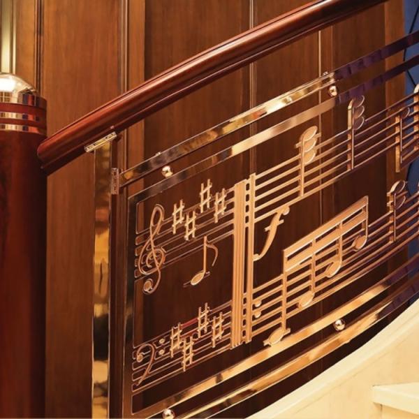 Customized Metal Stair Railing Solid Aluminum Plate Modern Gold Stair Railing