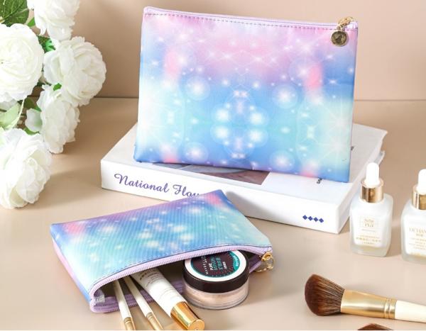Toiletry Bag,Water Resistant Cosmetic Organizer For Bathroom, Quart Size Clear Iridescent Hard Shell Zipper Case For Toiletries,Portable Storage For Women Girls,Travel Essentials