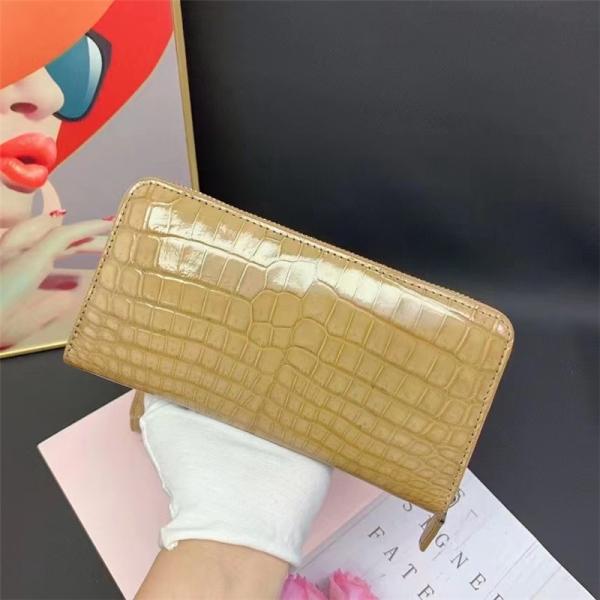 Authentic Genuine Crocodile Skin Women Long Card Pure Lady Colorful Glossy Wallet Exotic Alligator Leather Female Clutch
