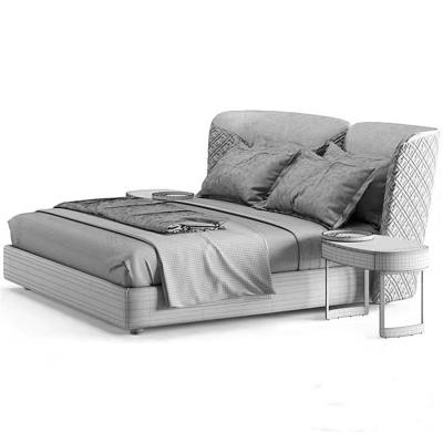 Cama italiana super king size de veludo de luxo, cama de couro totalmente escovado para quarto
