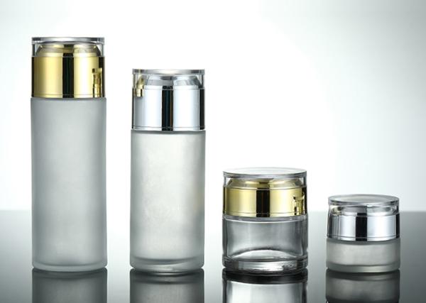 Empty Facial Oil Packaging Clear Frosted Glass Cosmetic Pump Bottle 50ml 80ml 100ml