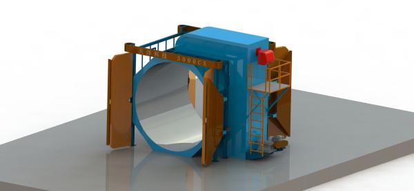 Machine de rotomoulding à navette de production entièrement automatique à vitesse de rotation avec 7,5 kW de puissance et 2,5 m de bras tournant