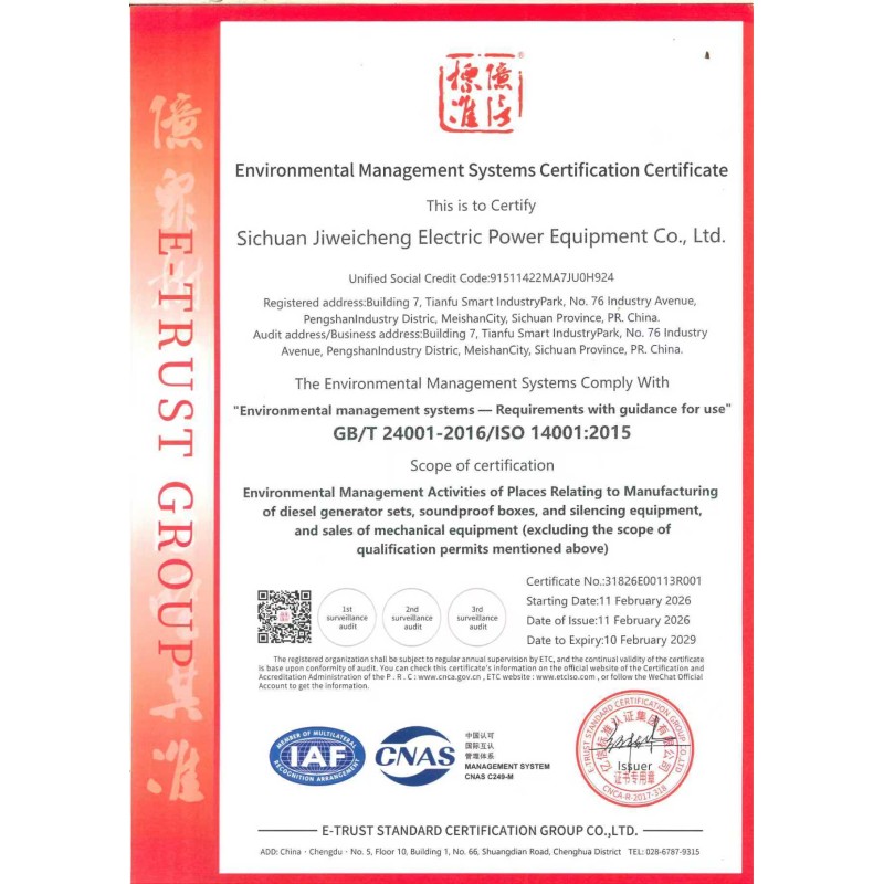 Sichuan Jiweicheng Electric Power Equipment Co., Ltd. Certifications