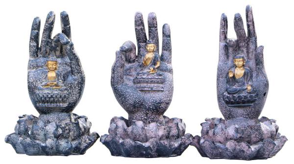 Small Polyesin Lord Buddha Statue Water Fountain , Buddha Seated On Lotus