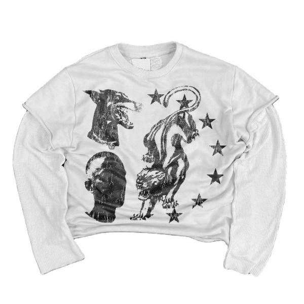 Impressão de tela sob encomenda Francesa Terry Dupla Camisa de Manga Longa Para Homens Colorida