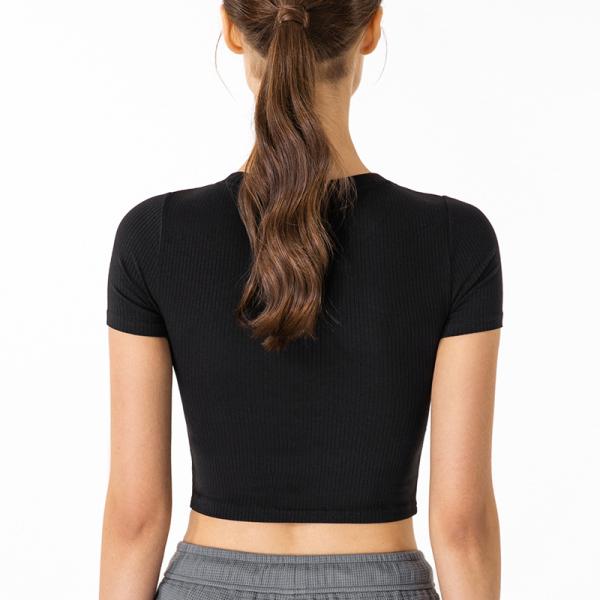 Navel Exposed Short Sleeve Ladies Yoga Tops XL 2XL Skin Friendly