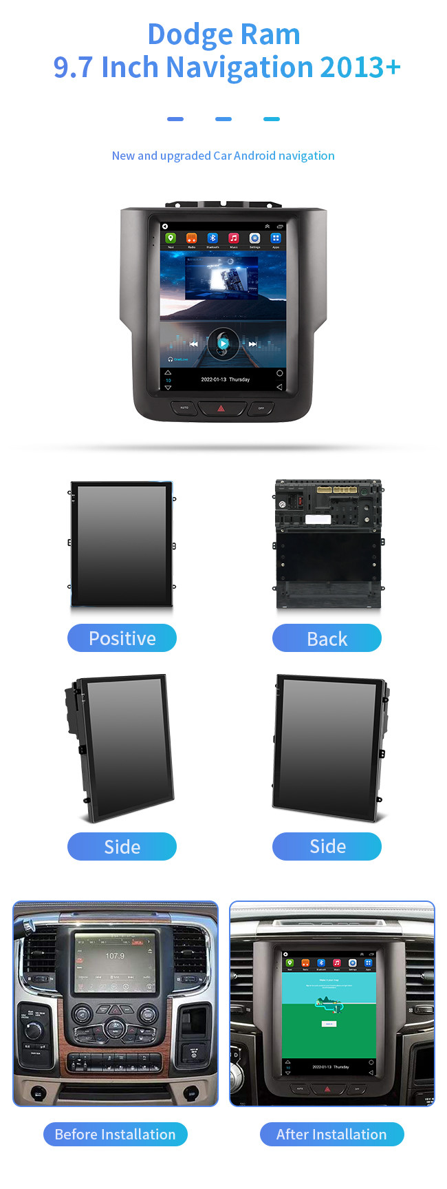 ядр Bluetooth Carplay системы навигации 4 GPS Ram доджа 9.7inch