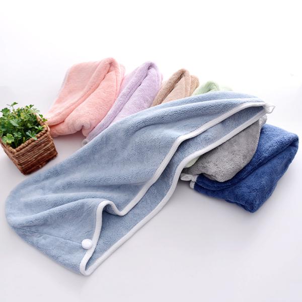 Logotipo Capuchón de cabello personalizable Absorvente y Multicolor Fleece de coral para duchas de mujeres