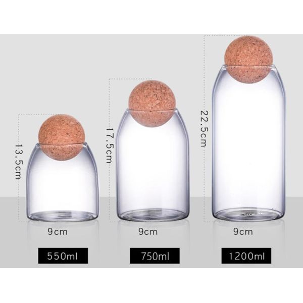 Anti Deform Borosilicate Glass Spice Jar Storage Bottle With Waterproof Cork Stopper