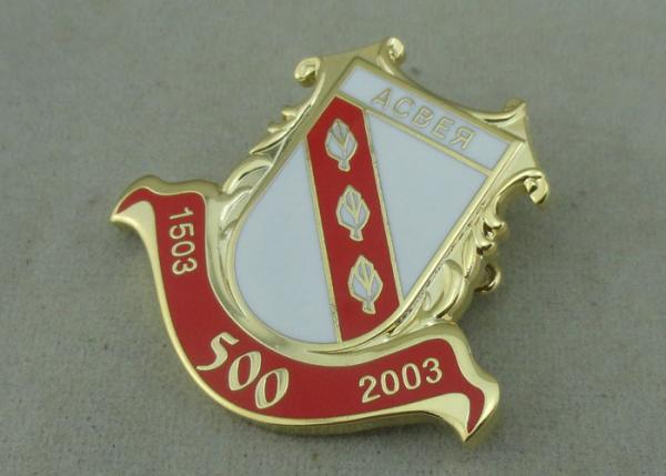 Brass Hard Enamel Pin Badges , Die Stamped Military 3D Brooch Gold Badge