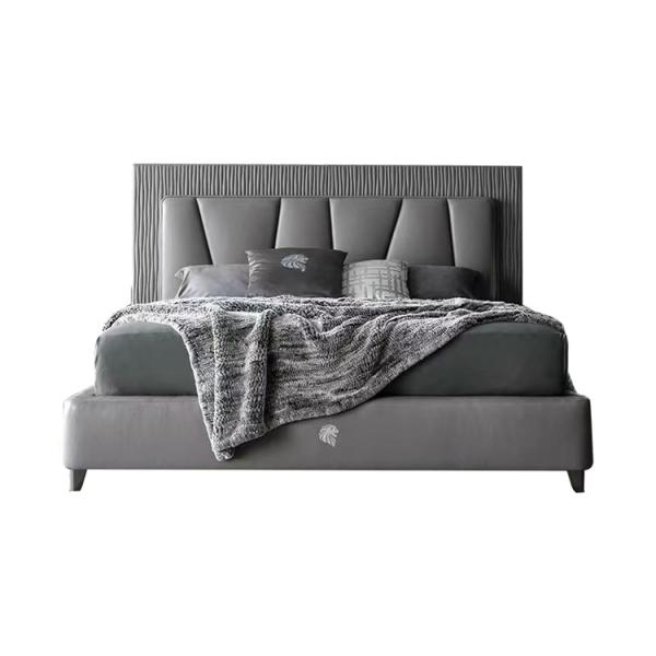 OEM Modern Bedroom Furniture Sets Matted Leather Bedroom Queen Size Bed