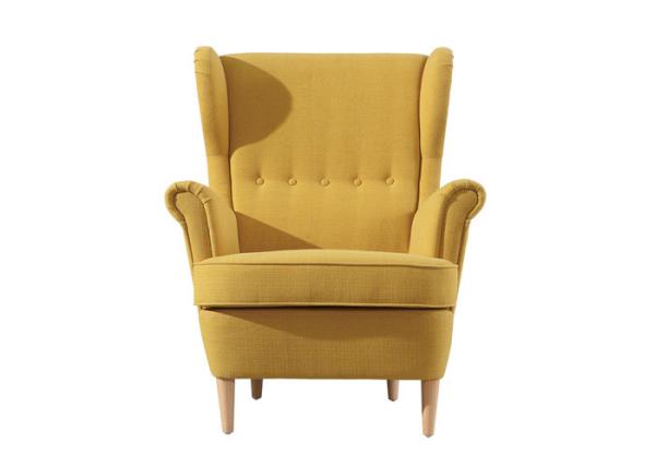 Mustard Winged Arm Chairs Timber Legs D30 High Back Winged Armchair