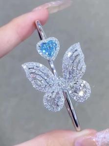 Bracelete de borboleta de diamante cultivado cor elegante joias de diamante