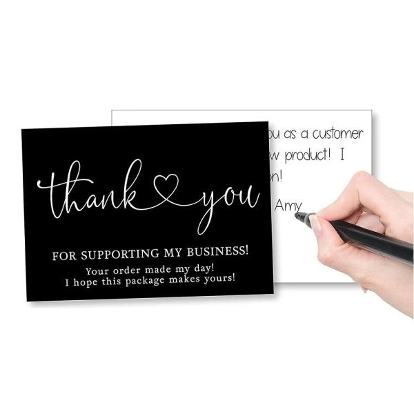 Papel offset personalizado Negro de negocios Tarjeta de agradecimiento para mi pequeña empresa