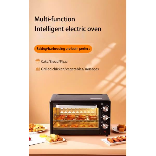 Intelligent Electric Air Fryer Oven 22L Black Airfryer Toaster Oven 1000W 220V