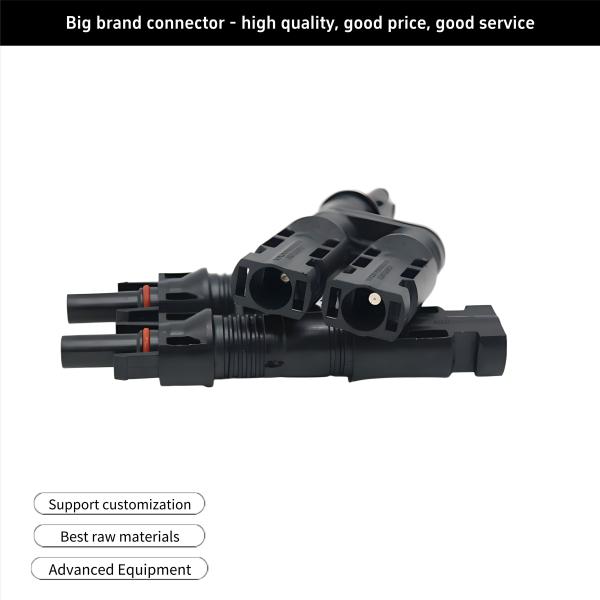 One In Two Solar PV Connectors Male Female Parallel Branch Connectors