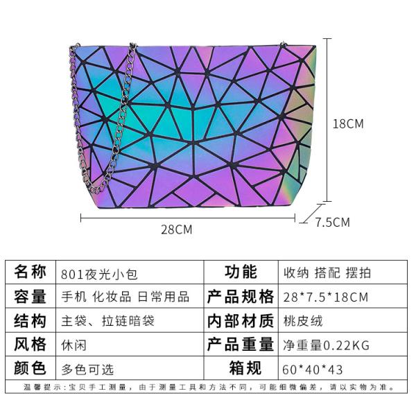 Fashion Geometry Ringer PU Leather Tote Bags Laser Color Changing