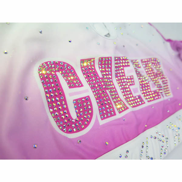 Soft Competition Cheer Uniforms , Womens Pink Cheerleader Costume Quick Dry