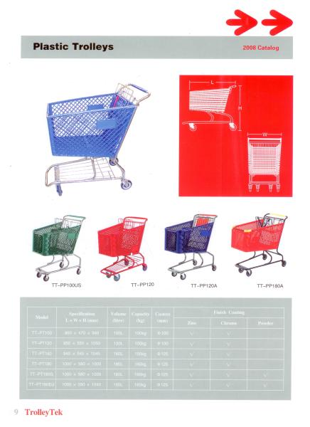 180L Pure Plastic Shopping Carts With Wheels , Custom Small Plastic Trolley