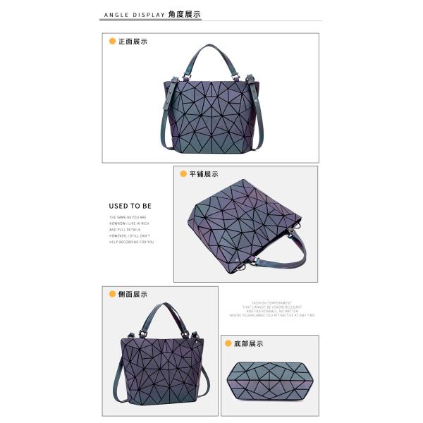 Fashion Geometry Ringer PU Leather Tote Bags Laser Color Changing