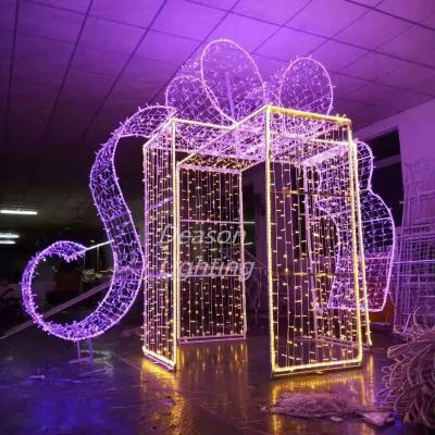 Giant outdoor christmas gift box lights