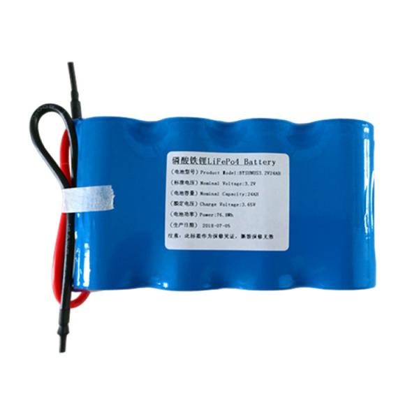 Over Discharge Protection 3.2V 24Ah LiFePO4 Battery Pack, 76.8Wh Rechargeable