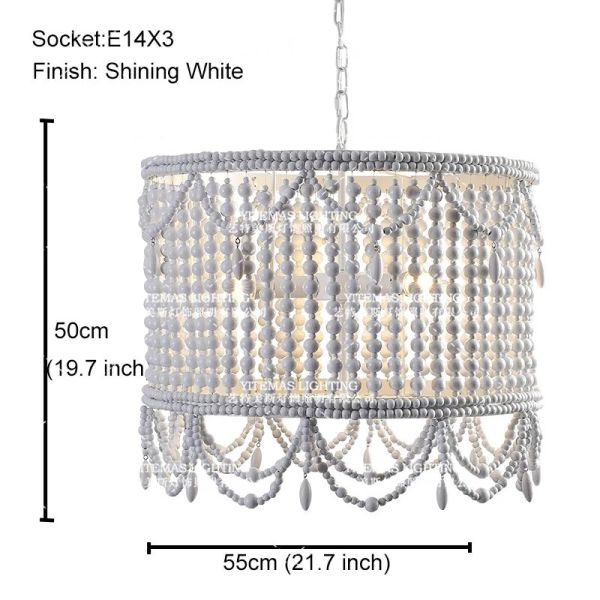 Gold Chandelier Wooden Beaded Lighting Fixture Fringe Hanging Light Silas Chandelier (WH-AP-652)