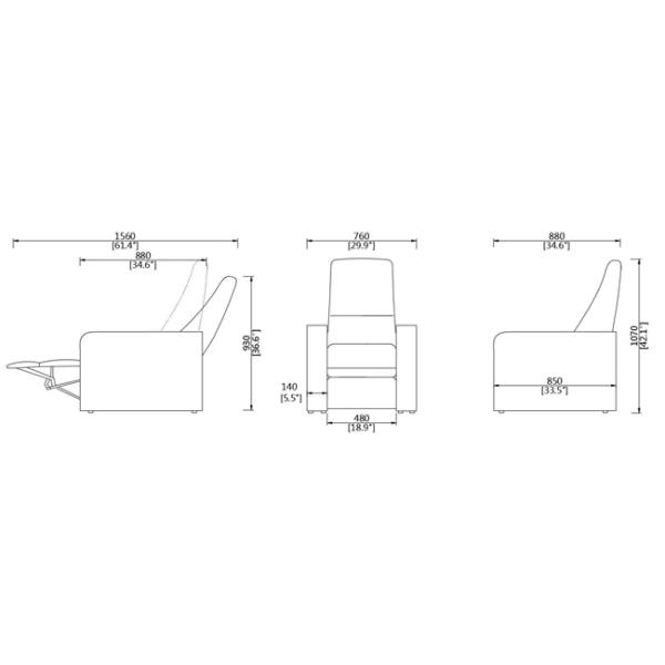 Софы Реклинер ПУ цвет кожаной электрической оранжевый с лампой чтения для кино ВИП