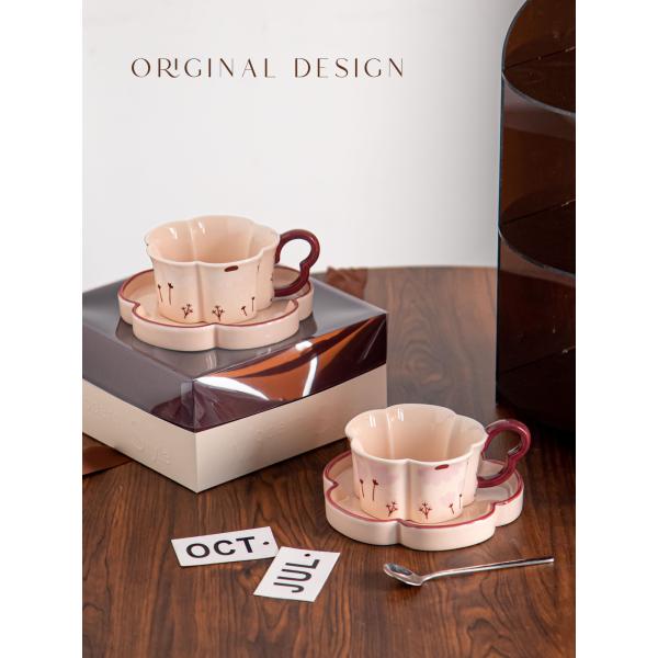 210ml Volume Fresh Style Exquisite Flower Shaped Cups And Saucers For End Coffee