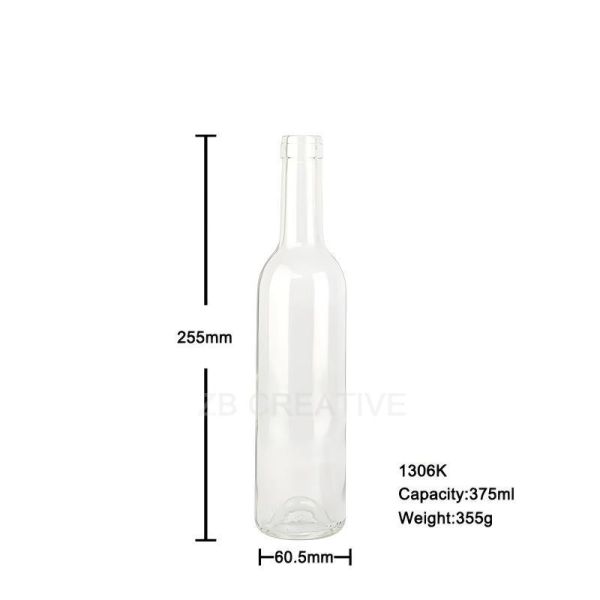 375ml Split Bordeaux Glass Bottle Empty Wine Bottles With Corks Top 320G 1306K-7