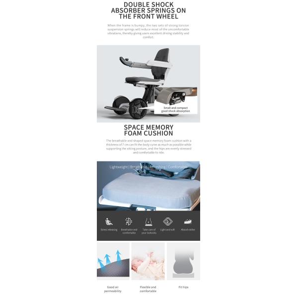 Aluminum Alloy Remote Control Electric Wheelchair Lithium Battery Lift Standing For Elderly