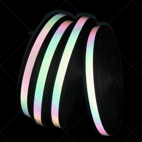 High Visibility Rainbow Strip Reflective Fabric with Black Ribbon 25mm*100m per Roll