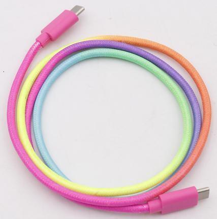 Rainbow Wire Braided Usb Cable de Telefone Móvel Usb 2.0 Cable de Carregamento 480Mbps