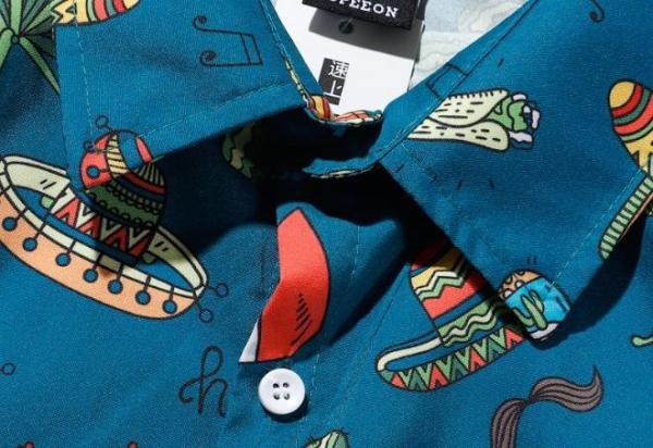 Custom Clothing Manufacturers Men'S Standard - Fit Short - Sleeve Printed 100% Polyester Shirt