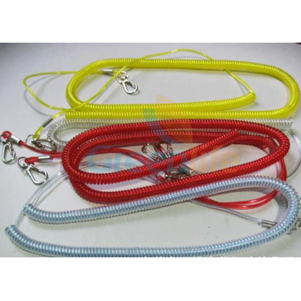 10M Strap Coiled Fishing Rod Lanyard Yellow Color With Snap Clip Each End