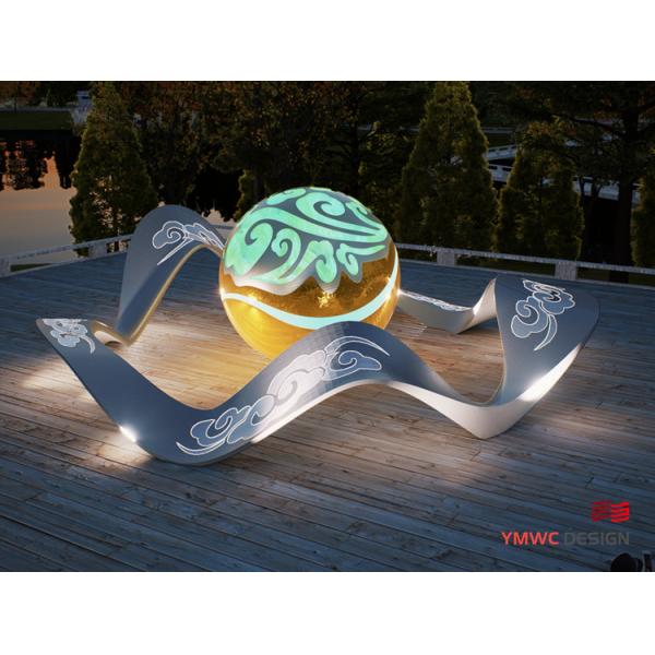 Outdoor Landscape Stainless Steel Abstract Art Sculpture with Customized LED Lights
