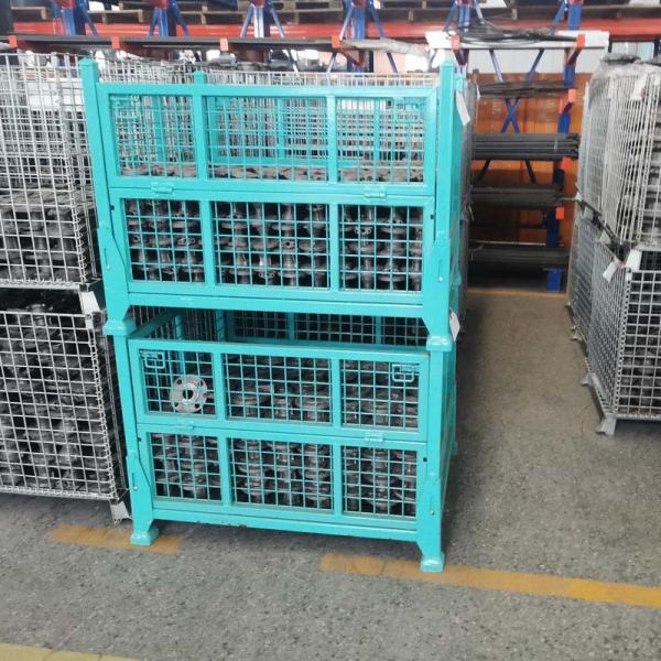 High Strength Steel Heavy Duty Storage Cage Nestable Design For Warehouse Transport