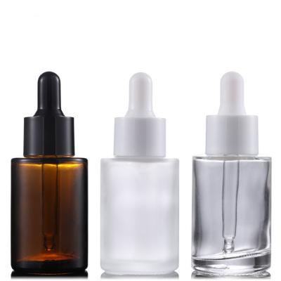 Garrafa cosmética redonda 10ml 15ml 20ml do conta-gotas do soro do vidro de garrafa do óleo essencial