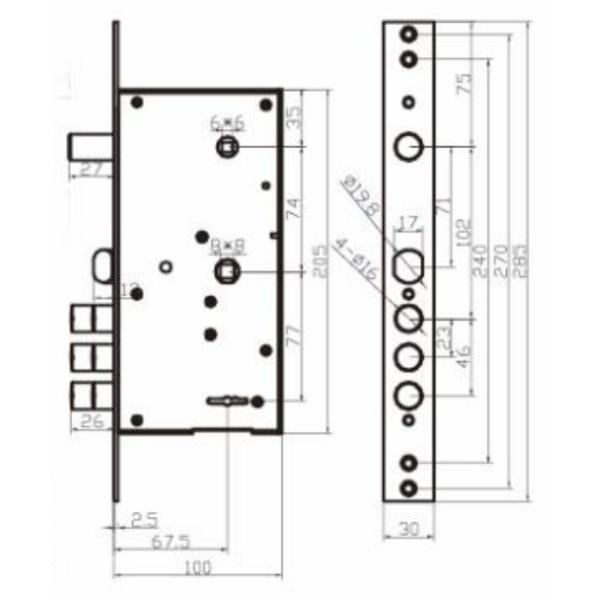 Steel Zamak Mortise Deadbolt Smart Lock GP Finish Cylinder Single Mortise Lock