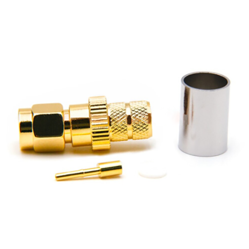 Gold-plated Brass SMA Connector 50 Ohm RF Coaxial Connector DC-6GHz for High-Frequency Applications