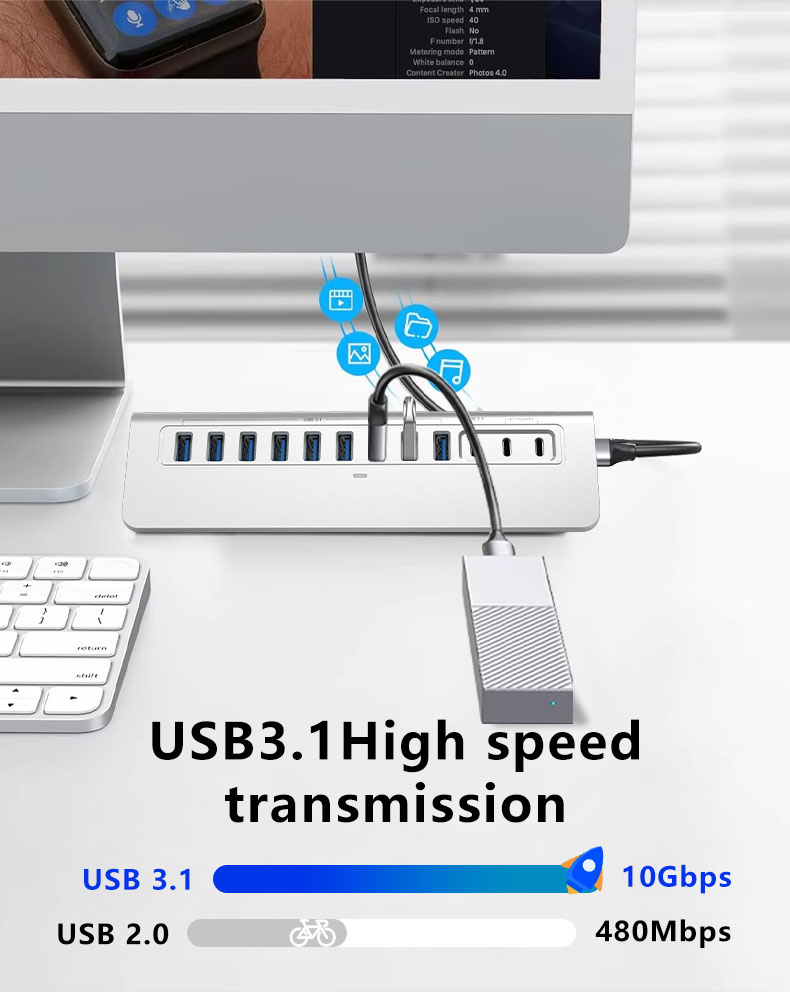 Ноутбук USB C порт Хаб USB высокоскоростной 3.1 хаб USB C зарядный хаб