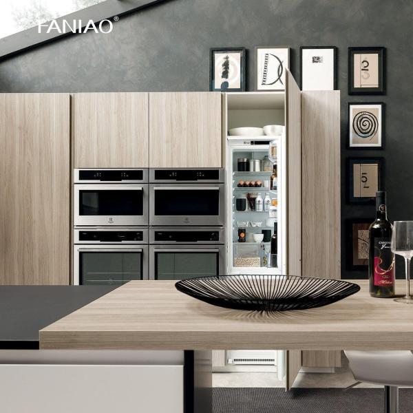 Armário Minimalista Designs Madeira Natural Grão Aço Inoxidável Metal Armário de Cozinha Moderno
